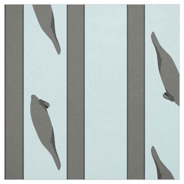 El Manatee raya la tela verde azulada gris (Retal)