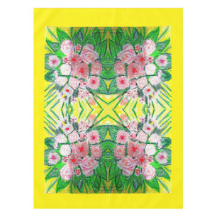 El mantel verde, rosa, amarillo.