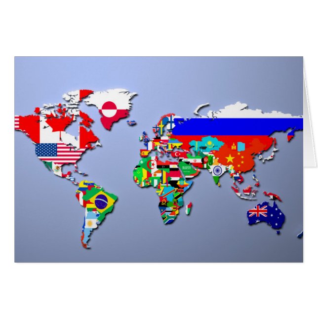 El mapa del mundo con sus banderas (Anverso (Horizontal))