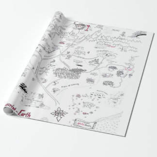 El mapa del papel manuscrito de envolver la Tierra