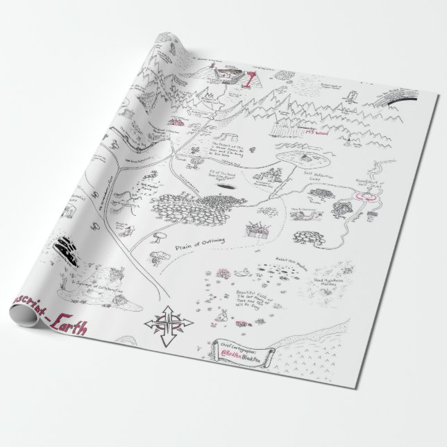 El mapa del papel manuscrito de envolver la Tierra (Desenrollado)