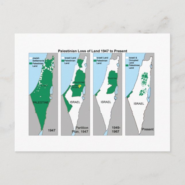 El mapa que encoge de Palestina - postal (Anverso)