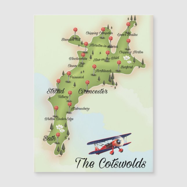 El mapa vintage de Cotswolds (Anverso)