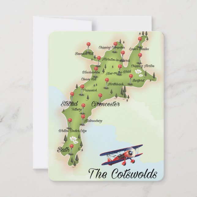 El mapa vintage de Cotswolds (Anverso)