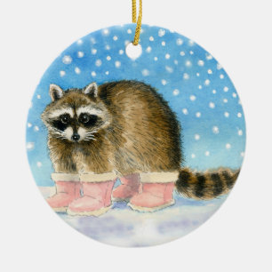El mapache en rosa patea navidad o el ornamento