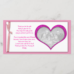 El marco rosado del corazón le agradece tarjeta de