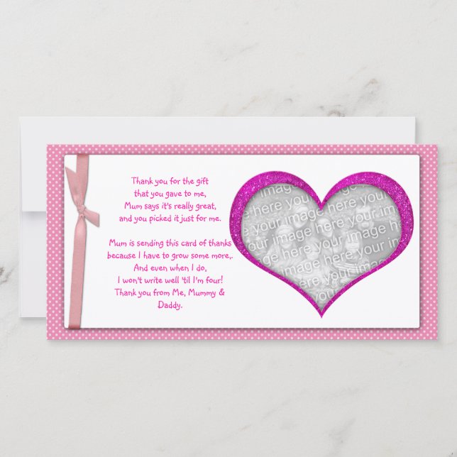 El marco rosado del corazón le agradece tarjeta de (Anverso)