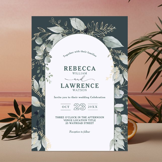 El marco verde moderno deja invitaciones de boda (Subido por el creador)