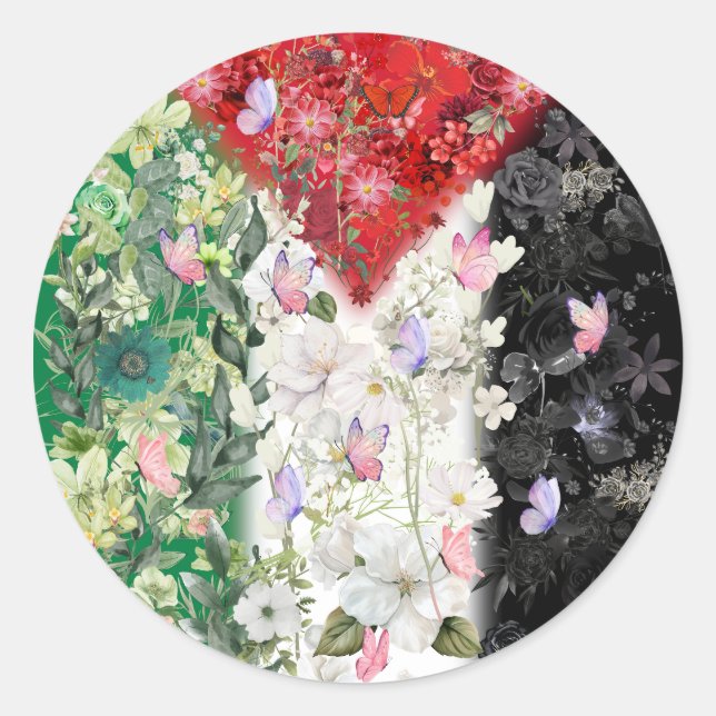 El más lindo Pegatina palestino en floral (Anverso)