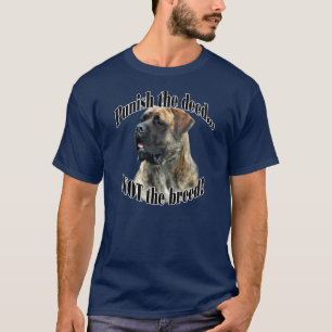 El mastín Brindle castiga la camiseta del hecho