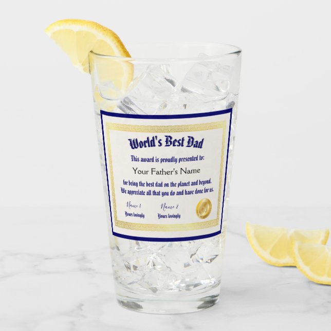 El mejor certificado de papá de un mundo gracioso (Anverso (hielo))