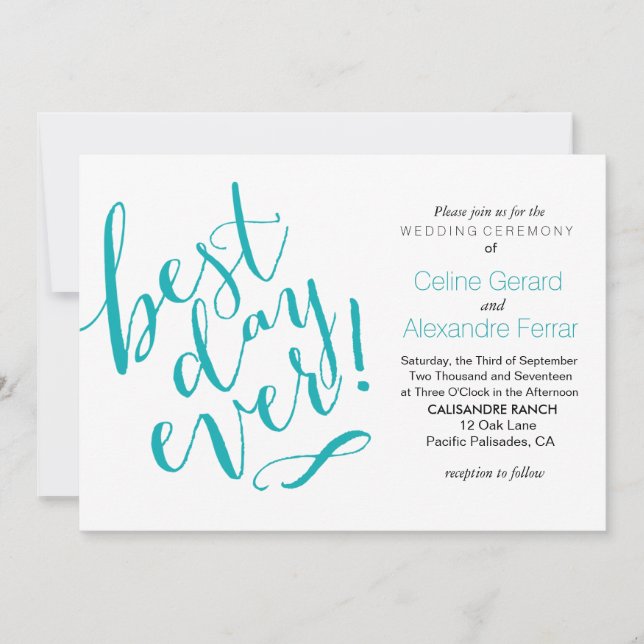 EL MEJOR DÍA DE LA Invitación A La Boda | VERDE AZ (Anverso)