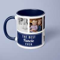 El Mejor Funcle del Mundo Taza Foto Tío Azul Marin
