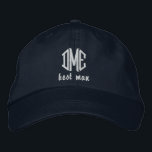 El mejor gorro de béisbol monograma de matrimonio<br><div class="desc">Sorprenda al Mejor Hombre con esta genial gorra de béisbol que muestra su monograma de 3 letras y las palabras "mejor hombre" debajo. Cambia fácilmente el texto y el color de la tapa para que coincidan con tu tema/colores bodas (este es azul marino tan perfecto para el boda de temática...</div>