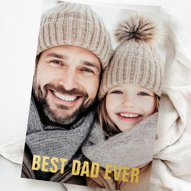 El mejor padre del mundo foto del día del padre Re (Best dad ever father's day photo modern real foil foil greeting card)