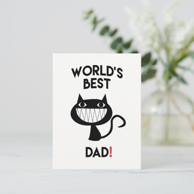 ¡El mejor padre del mundo! Graciosa postal de gato (Anverso de pie)