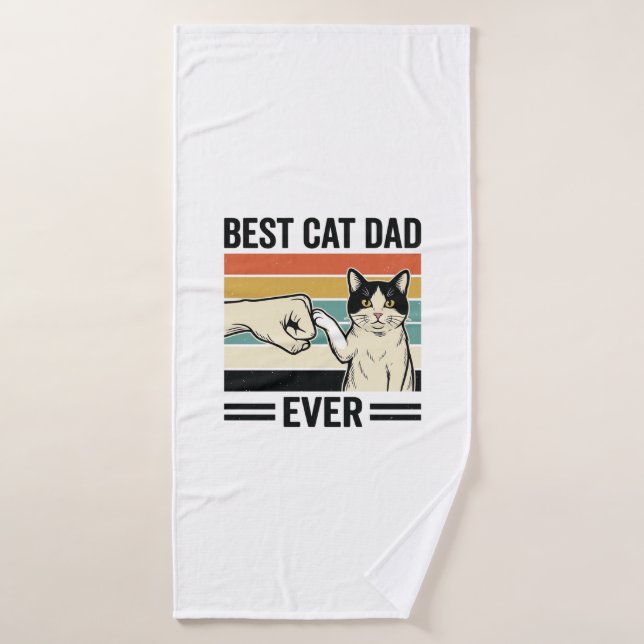 El Mejor Papá Gato Retro Camiseta Puño Gato_1 (Toalla de baño)