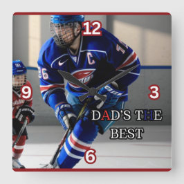 El mejor reloj de pared de hockey cuadrado de papá