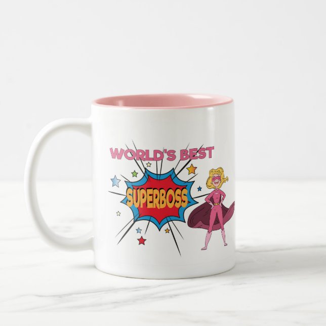 El mejor SUPERBOSS del mundo - taza divertida del (Izquierda)