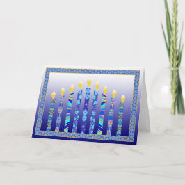 El menorah de Jánuca mira al trasluz la tarjeta