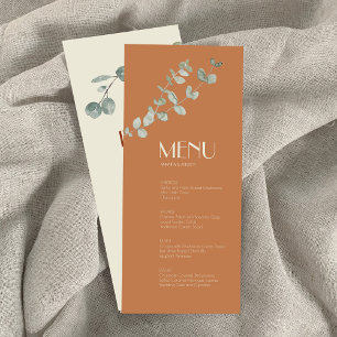 El menú de cena y bebida del Terracotta Eucalyptus