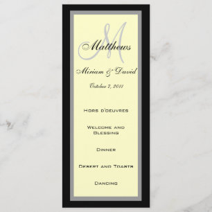 El menú de la boda carda el negro poner crema del