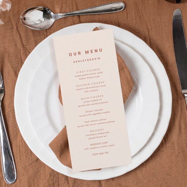 El menú de la cena del Boda Terracotta Boho (Subido por el creador)