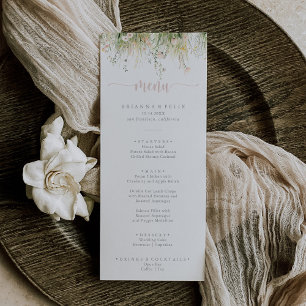 El menú de la cena del Boho Wildflower Greenery