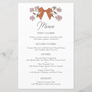 El menú de la cena del Terracotta Bows Boda de flo