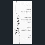 El menú Guión vertical Elegante Menú Boda<br><div class="desc">Menú boda minimalista único diseñado con un guión elegante de caligrafía vertical que añade un toque de sofisticación y clase,  lo que lo convierte en una elección perfecta para cualquier tema boda.</div>