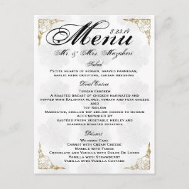 El menú subió oro de la cena de boda le agradece
