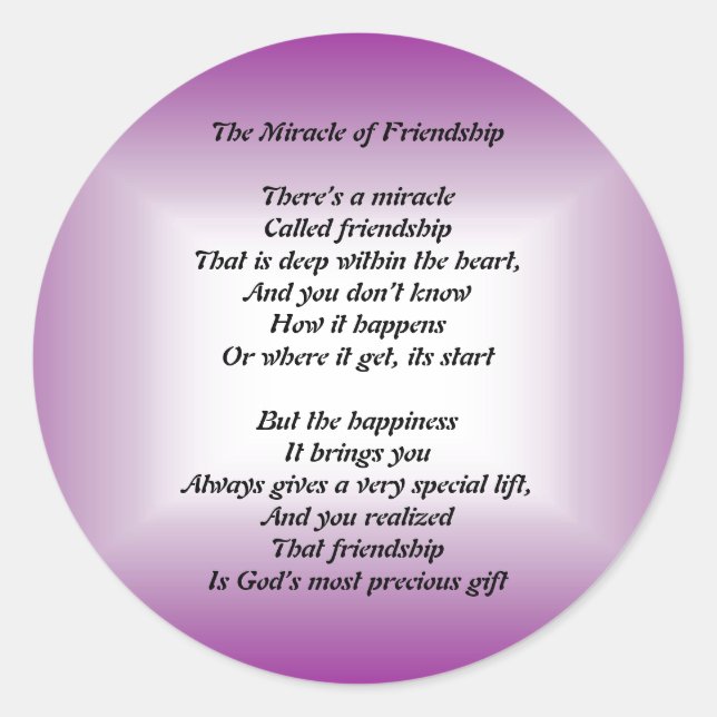 El milagro del pegatina de la amistad (Anverso)