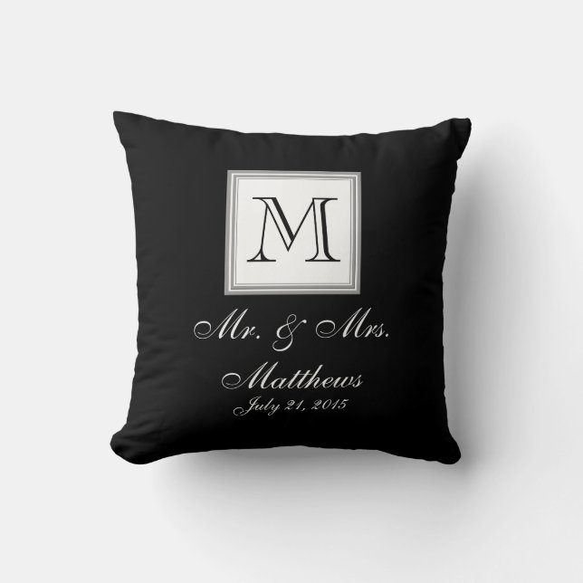 El monograma blanco negro nombra la almohada del (Anverso)