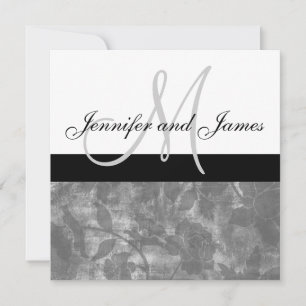 El monograma negro de la invitación del boda