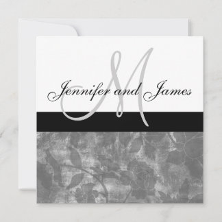 El monograma negro de la invitación del boda
