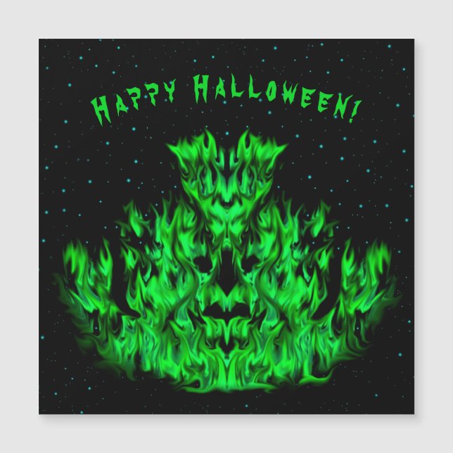 El monstruo de la llama verde en el cielo estrella (Anverso)