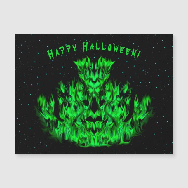 El monstruo de la llama verde en el cielo estrella (Anverso)