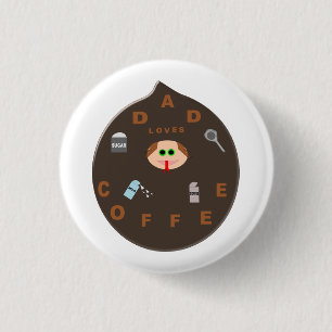 El monstruo de papá gracioso ama el botón del café