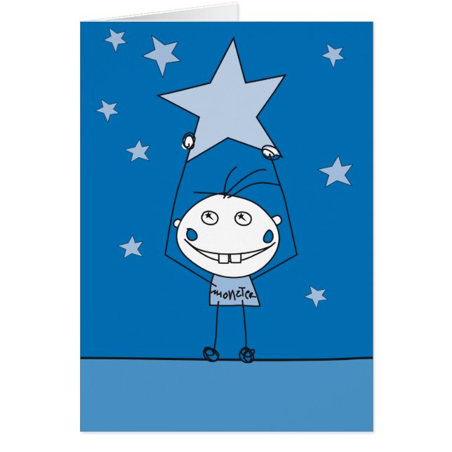 el monstruo feliz azul está cogiendo una estrella (Frente)