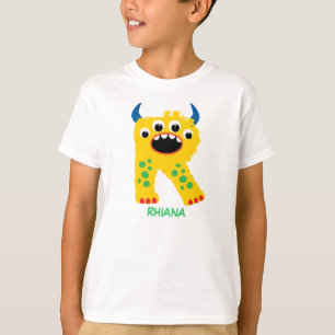 El monstruo pone letras a la camiseta (letra R)