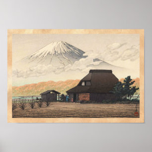 El monte Fuji del arte del hanga de la espinilla