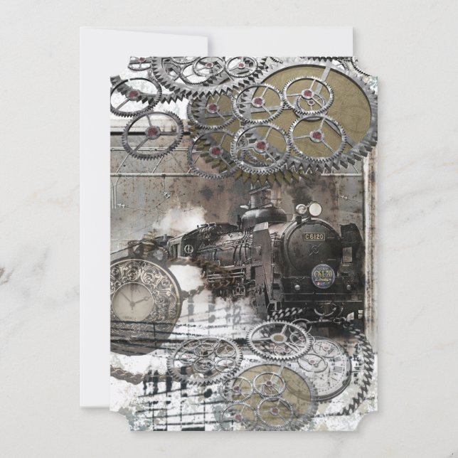 El motor de Steampunk adapta la invitación de la (Anverso)