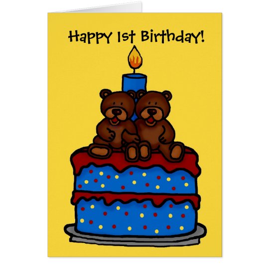 el muchacho gemelo refiere el 1r cumpleaños de la tarjeta de felicitación