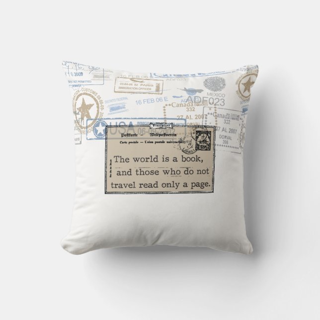 "El mundo es Cojín decorativo del viaje del (Anverso)