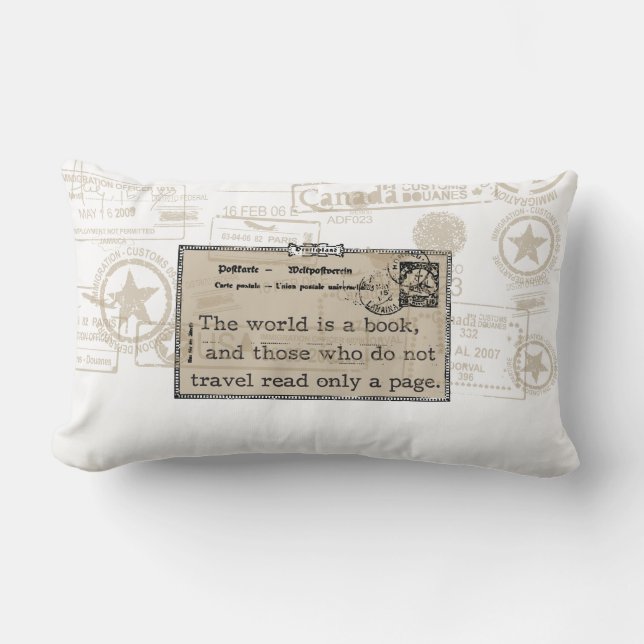 "El mundo es Cojín decorativo del viaje del (Anverso)