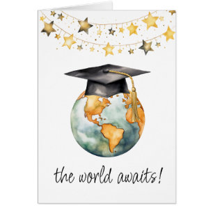 El mundo espera felicitaciones graduado saludo