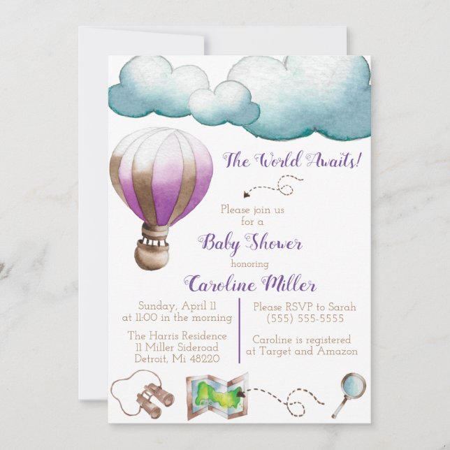 ¡El Mundo Espera! Invitación de Baby Shower (Anverso)