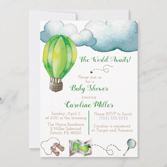 ¡El Mundo Espera! Invitación de Baby Shower (Anverso)
