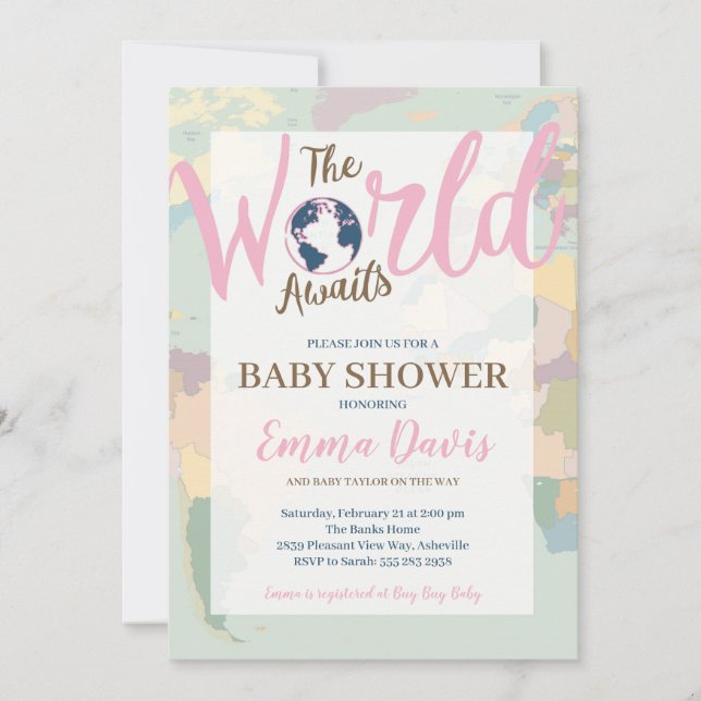 El mundo espera la invitación de Baby Shower (Anverso)