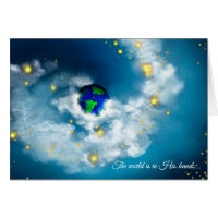 El Mundo Está En Sus Manos Con Tarjeta De Saludo